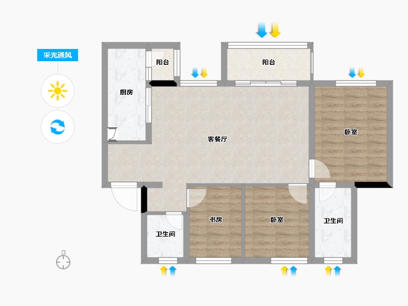 四川省-雅安市-金科集美学府-81.33-户型库-采光通风