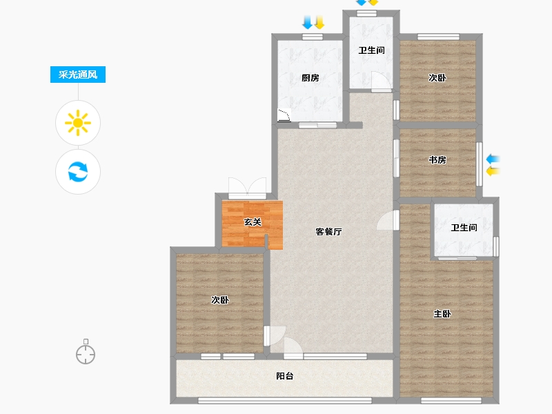 山东省-青岛市-万科公园大道-135.25-户型库-采光通风