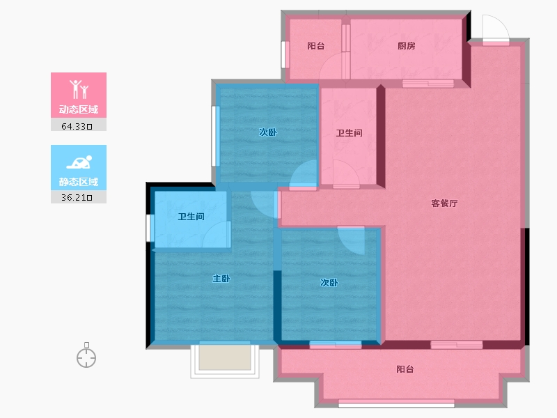 重庆-重庆市-泰吉同诚悦府-89.26-户型库-动静分区