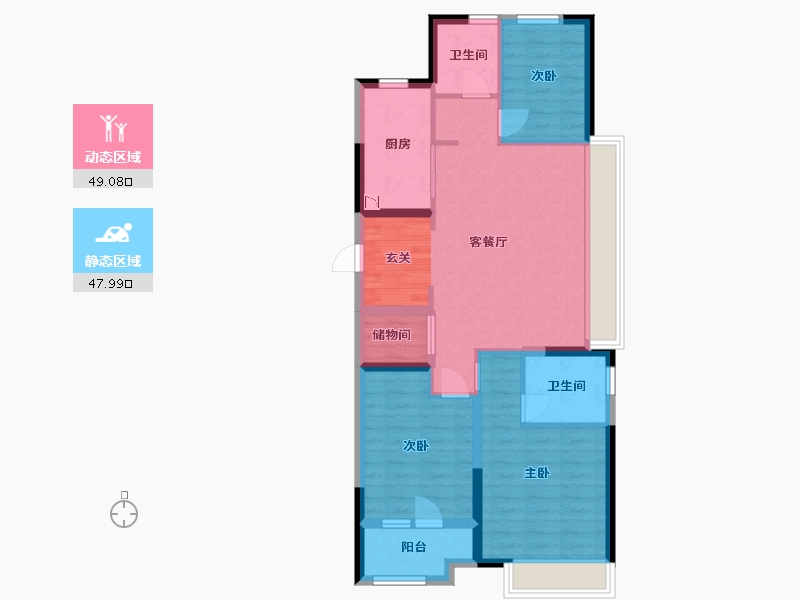 山东省-青岛市-通汇当代阅MOMΛ-86.41-户型库-动静分区