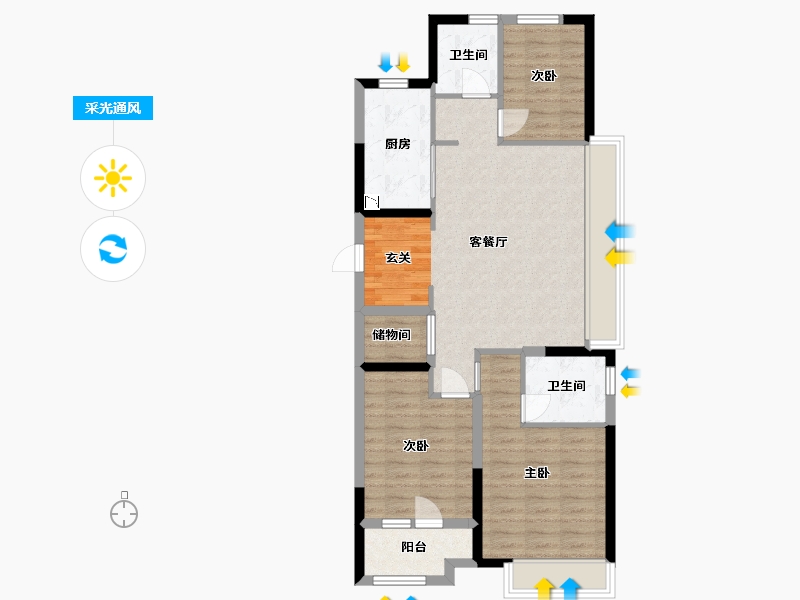 山东省-青岛市-通汇当代阅MOMΛ-86.41-户型库-采光通风