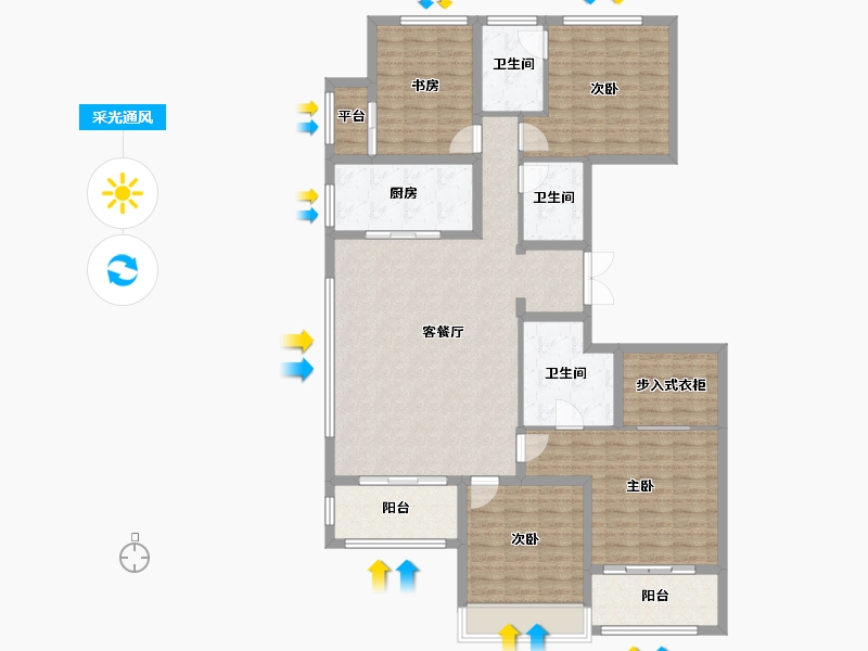 河南省-郑州市-绿城明月江南-135.27-户型库-采光通风