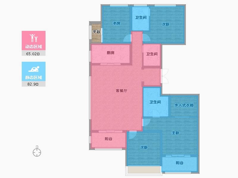 河南省-郑州市-绿城明月江南-135.27-户型库-动静分区