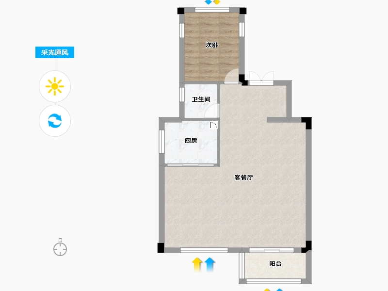 浙江省-绍兴市-中梁越江府-63.42-户型库-采光通风