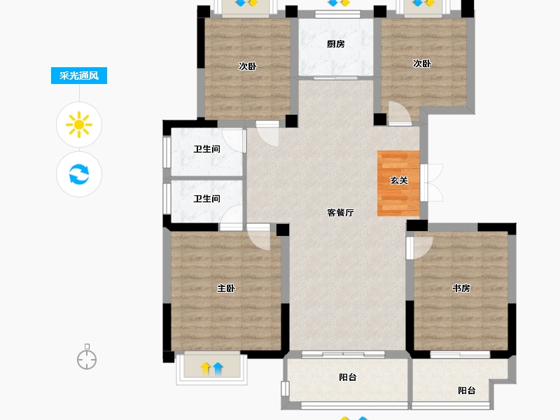 江苏省-扬州市-城建九境融园-101.00-户型库-采光通风