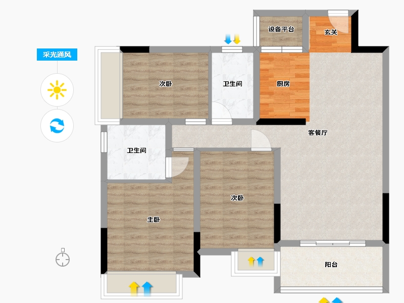 广西壮族自治区-桂林市-兴进漓江锦府-87.28-户型库-采光通风