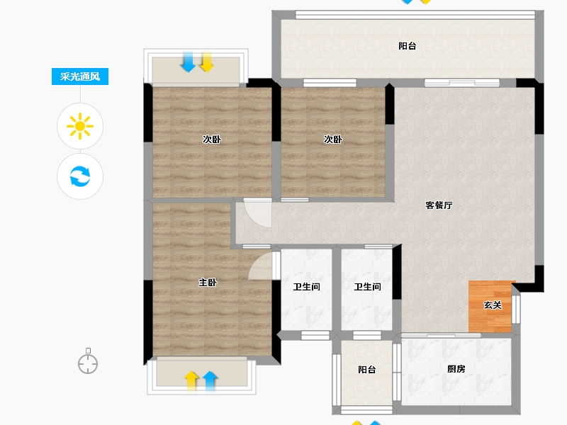 广西壮族自治区-桂林市-兴进漓江锦府-93.57-户型库-采光通风