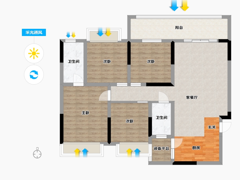 广西壮族自治区-桂林市-兴进漓江锦府-106.14-户型库-采光通风