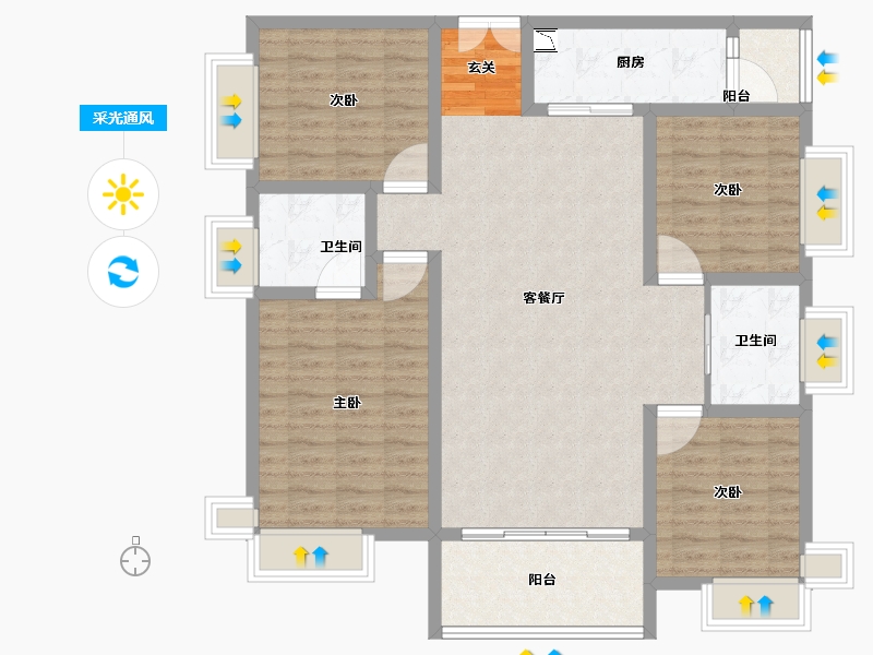 四川省-成都市-置信国色天乡鹭湖宫17区全景舱-113.78-户型库-采光通风