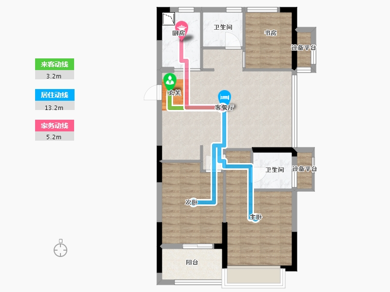 浙江省-嘉兴市-万城景湖园-77.60-户型库-动静线