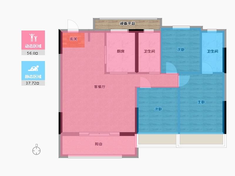 浙江省-嘉兴市-璞悦湖畔-88.00-户型库-动静分区