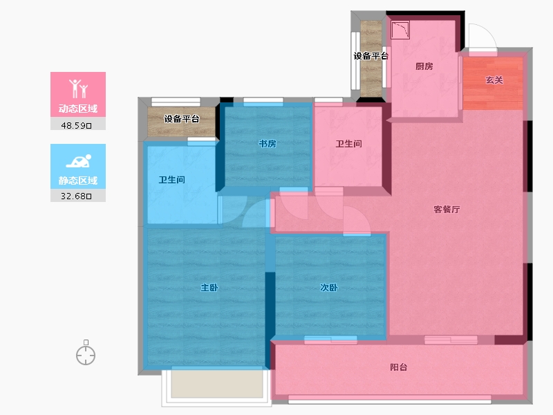 浙江省-嘉兴市-万城景湖园-74.40-户型库-动静分区