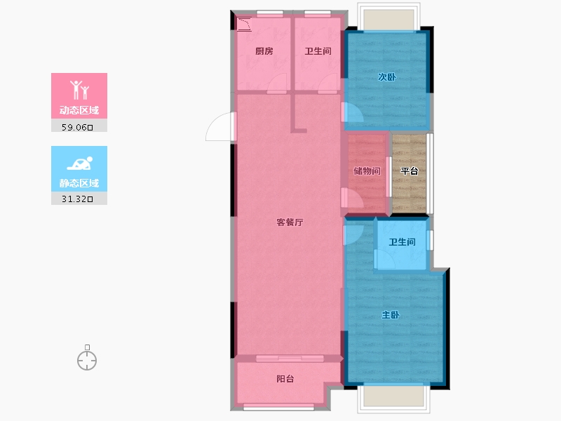 江苏省-常州市-中梁百悦城-84.00-户型库-动静分区