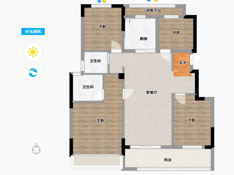 浙江省-嘉兴市-璞悦湖畔-94.41-户型库-采光通风