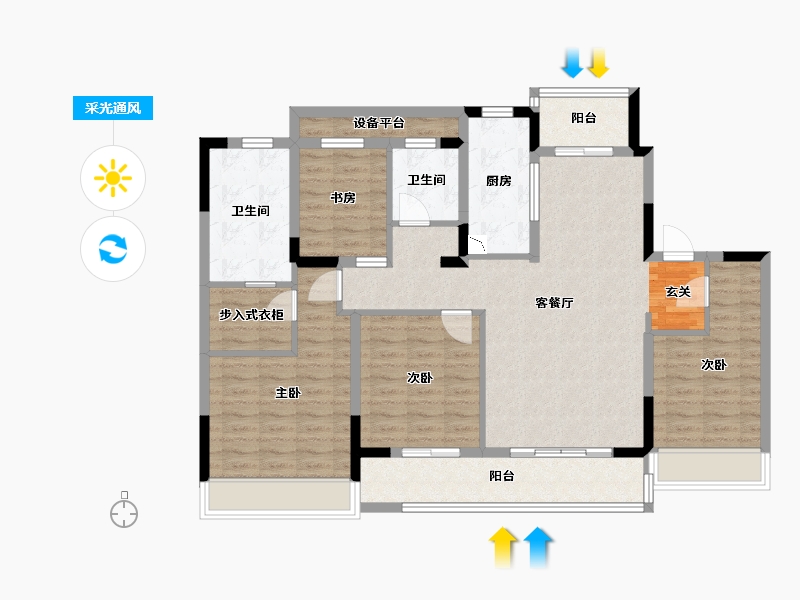 浙江省-嘉兴市-璞悦湖畔-113.70-户型库-采光通风