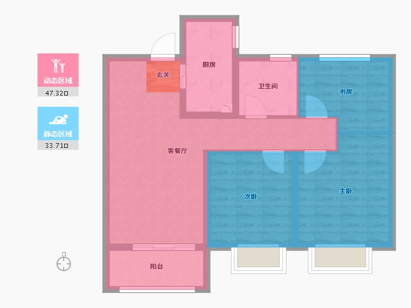 江苏省-南京市-扬子江金茂悦-72.00-户型库-动静分区