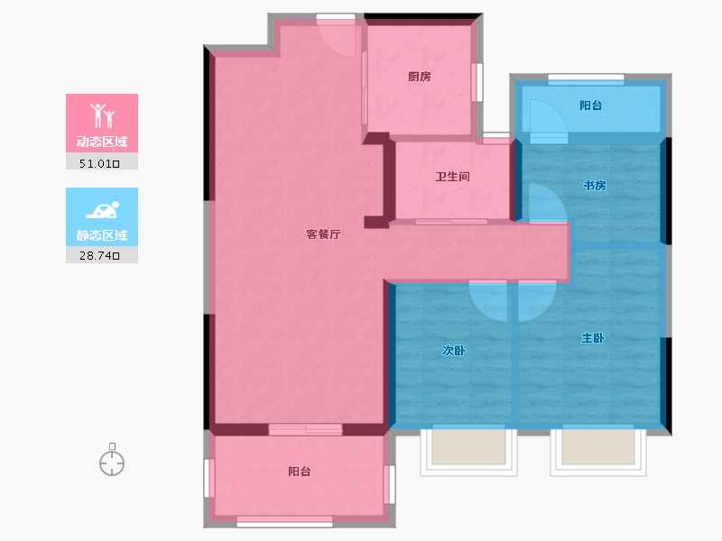 湖南省-长沙市-南益・名士豪庭-70.91-户型库-动静分区