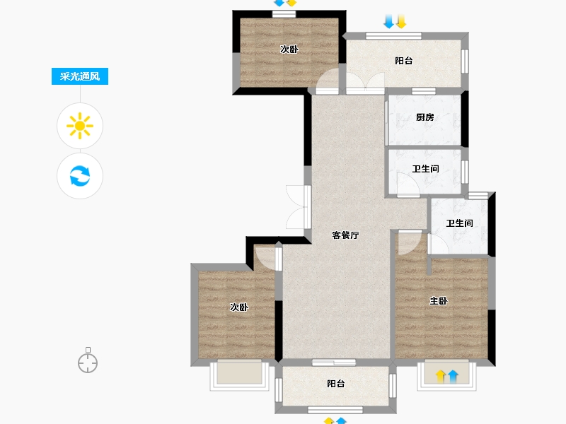 湖南省-长沙市-金基・芳华-81.61-户型库-采光通风