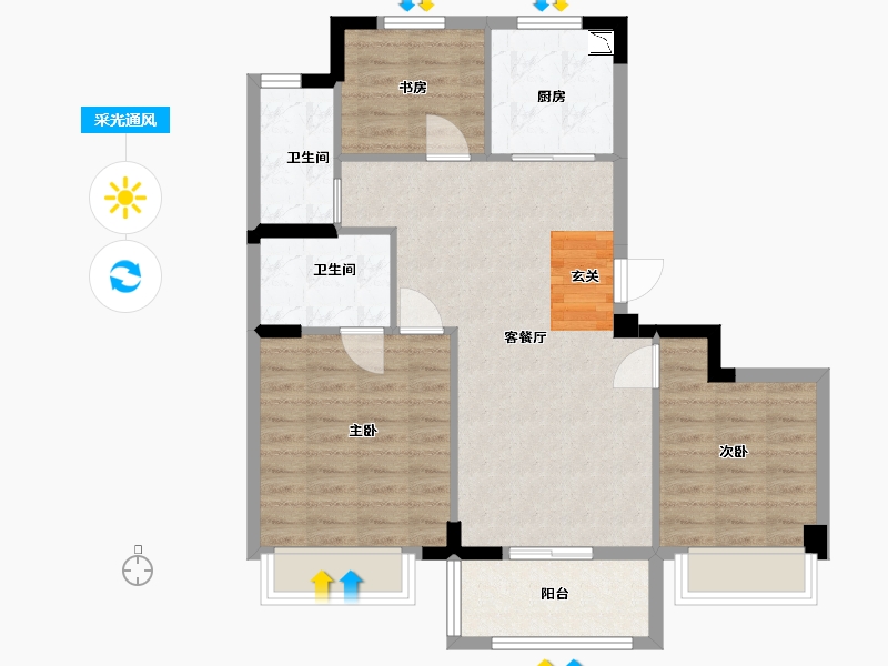 浙江省-嘉兴市-万城杭安府-79.11-户型库-采光通风