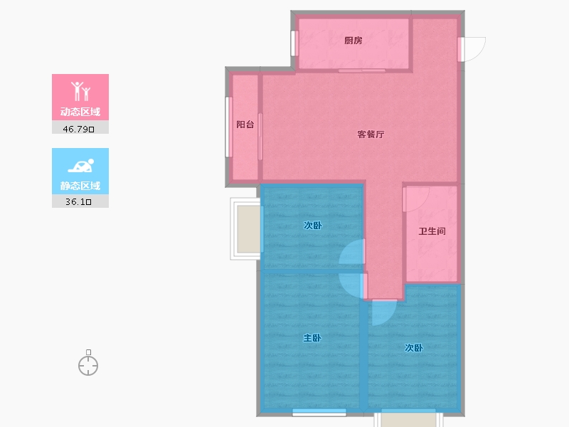 山东省-烟台市-中海长安云锦-74.63-户型库-动静分区