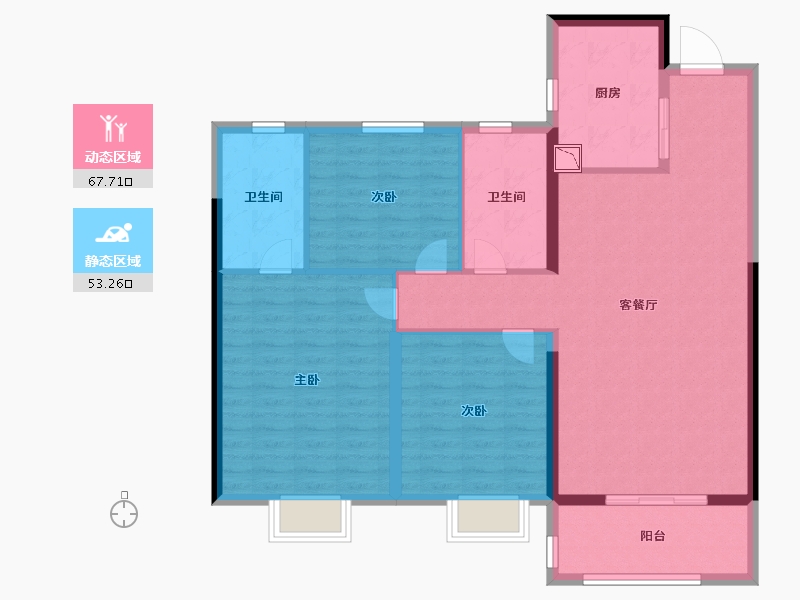 湖南省-长沙市-阳光城溪山悦-109.71-户型库-动静分区