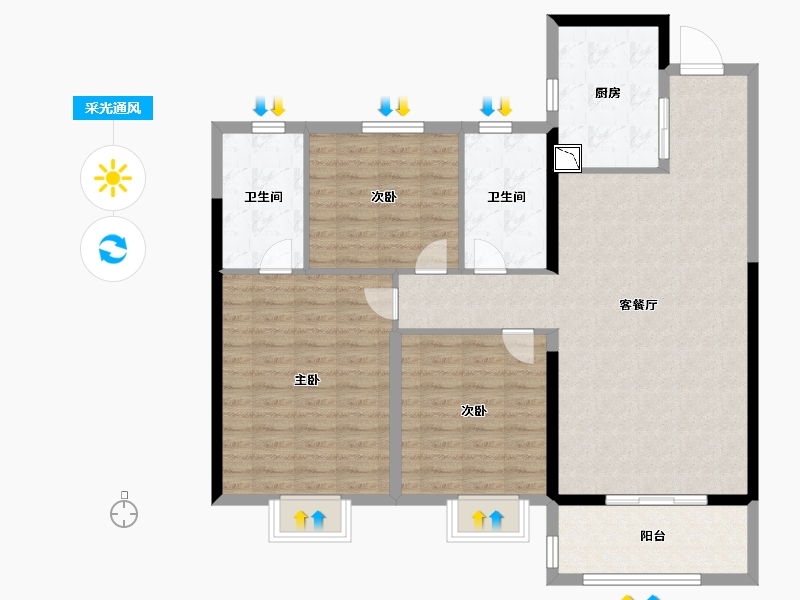 湖南省-长沙市-阳光城溪山悦-109.71-户型库-采光通风