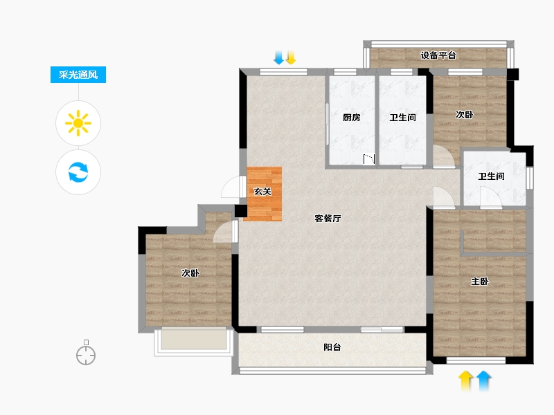 浙江省-嘉兴市-信达君望里-115.21-户型库-采光通风