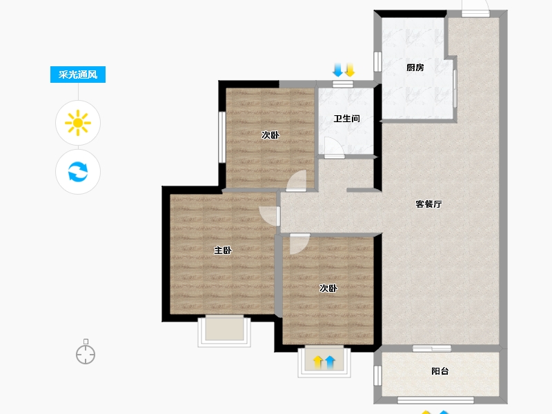 湖南省-长沙市-阳光城溪山悦-94.00-户型库-采光通风