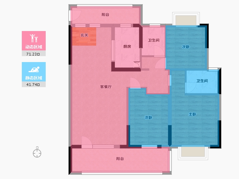 湖北省-仙桃市-交投・当代满庭春MOMΛ-100.07-户型库-动静分区