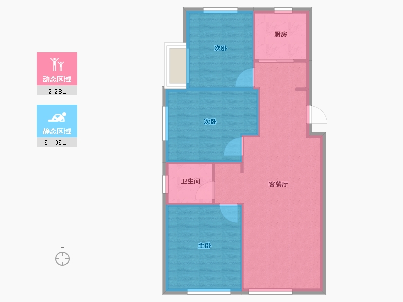 天津-天津市-绿城诚园-69.61-户型库-动静分区