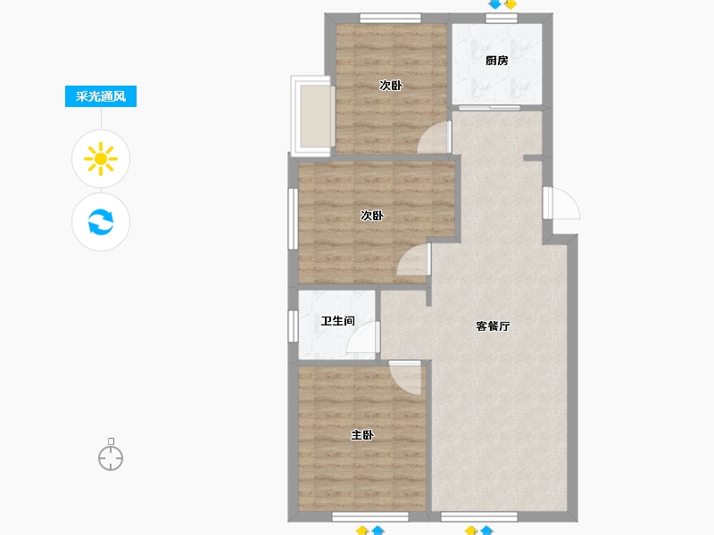 天津-天津市-绿城诚园-69.61-户型库-采光通风