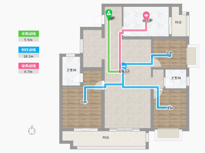 山东省-淄博市-君悦府-103.92-户型库-动静线