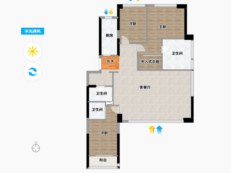 四川省-成都市-麓府公馆-121.22-户型库-采光通风