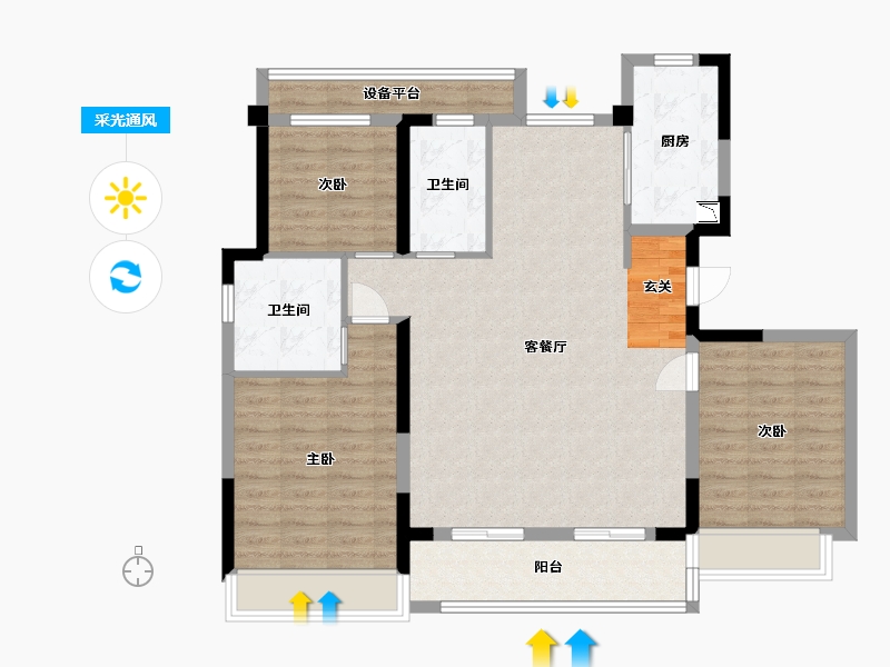 浙江省-嘉兴市-信达君望里-103.20-户型库-采光通风