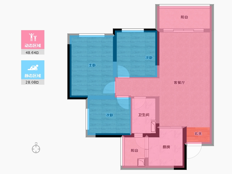 四川省-成都市-海伦堡三千樾-67.40-户型库-动静分区