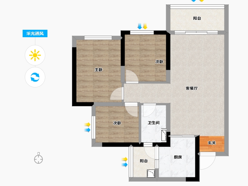 四川省-成都市-海伦堡三千樾-67.40-户型库-采光通风