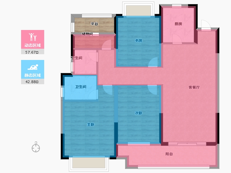 江苏省-常州市-中梁百悦城-91.99-户型库-动静分区