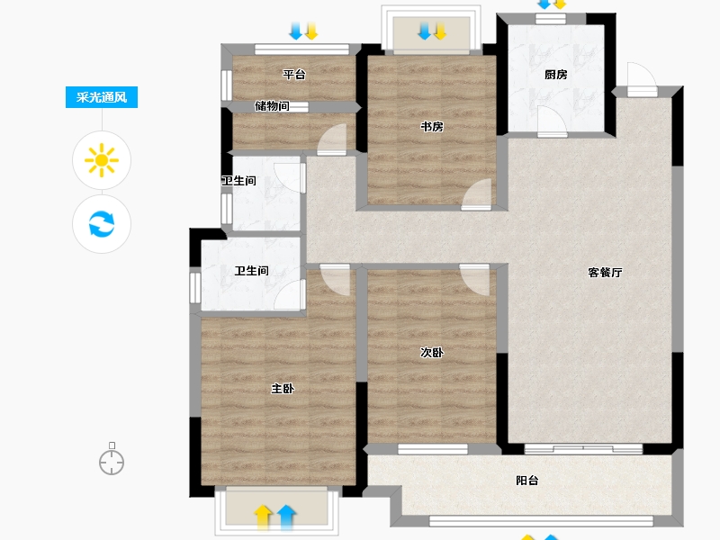 江苏省-常州市-中梁百悦城-91.99-户型库-采光通风