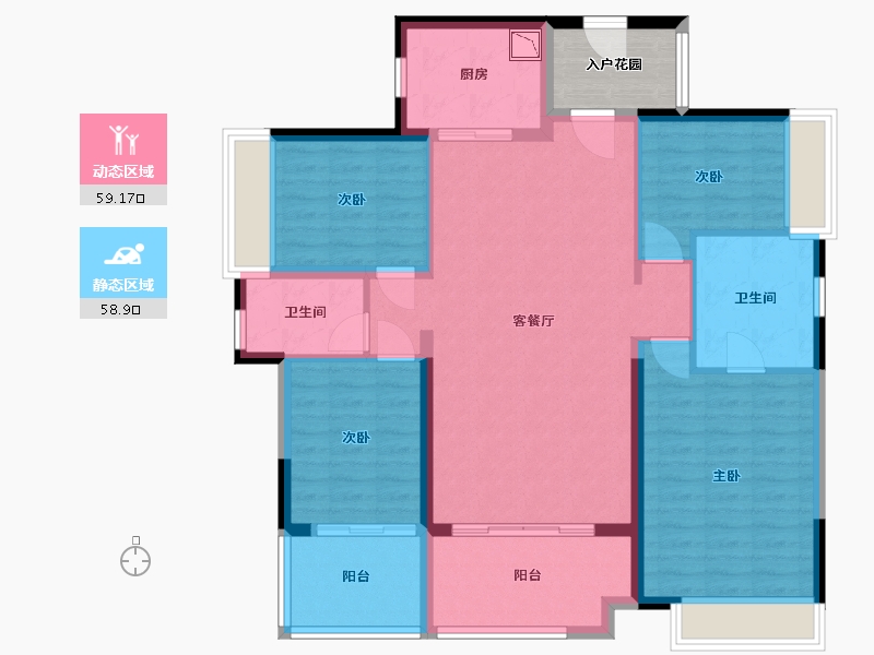 广东省-佛山市-万科金域蓝湾-110.58-户型库-动静分区