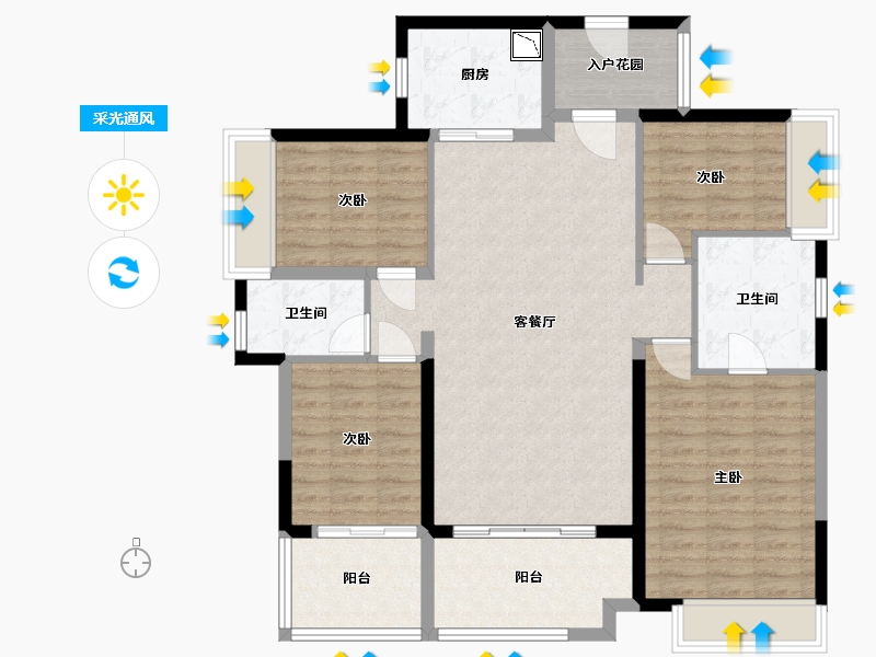 广东省-佛山市-万科金域蓝湾-110.58-户型库-采光通风