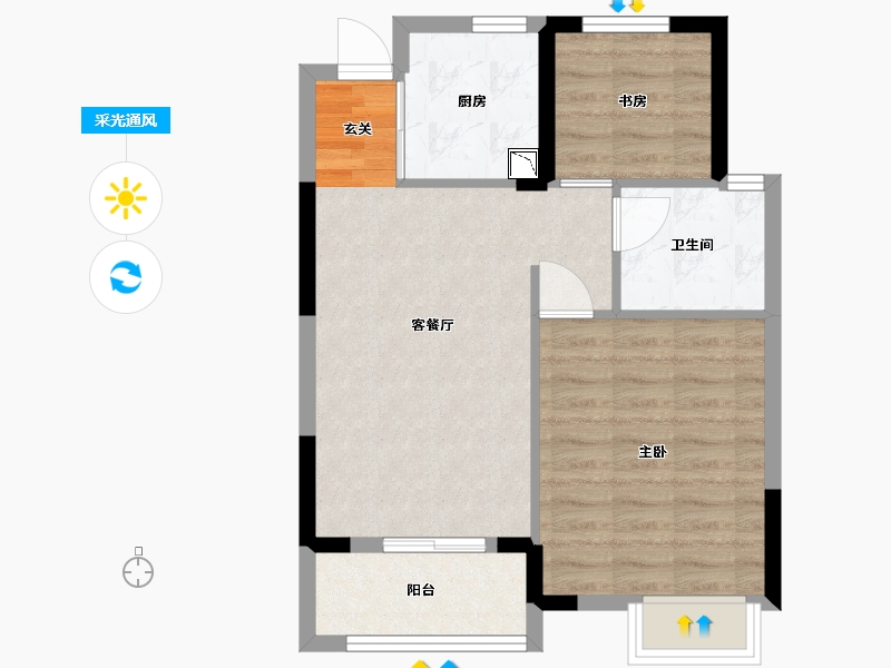 浙江省-嘉兴市-万城杭安府-58.40-户型库-采光通风