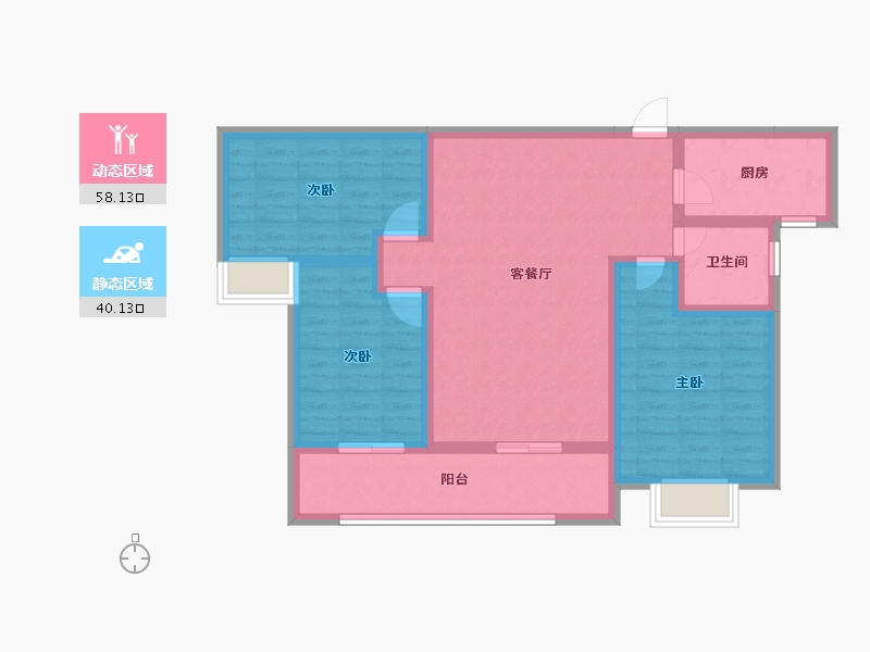 陕西省-咸阳市-清渭公馆-87.14-户型库-动静分区