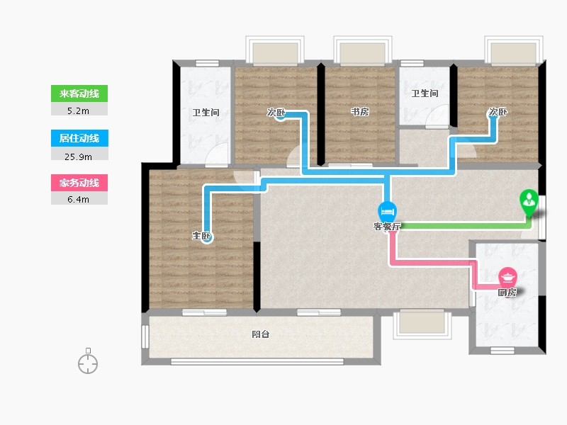 湖南省-长沙市-阳光城溪山悦-127.00-户型库-动静线