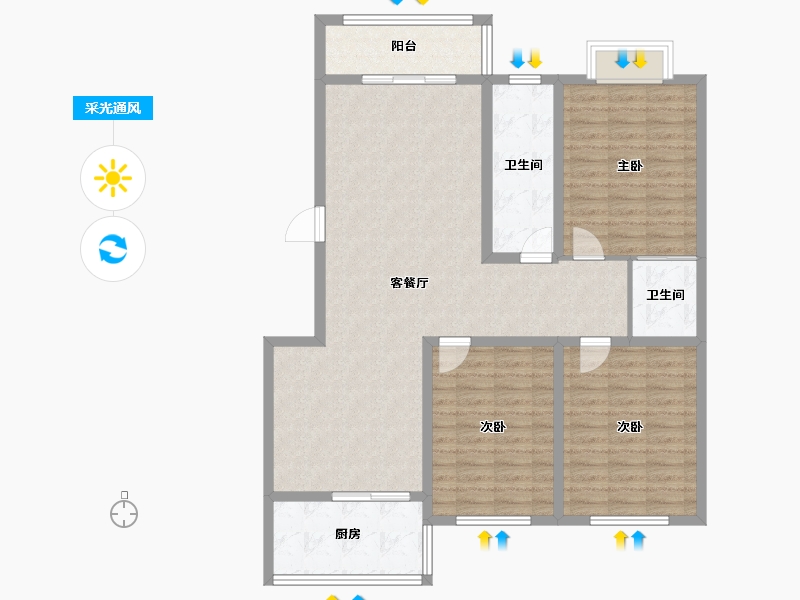 河南省-洛阳市-富宁小区-112.19-户型库-采光通风