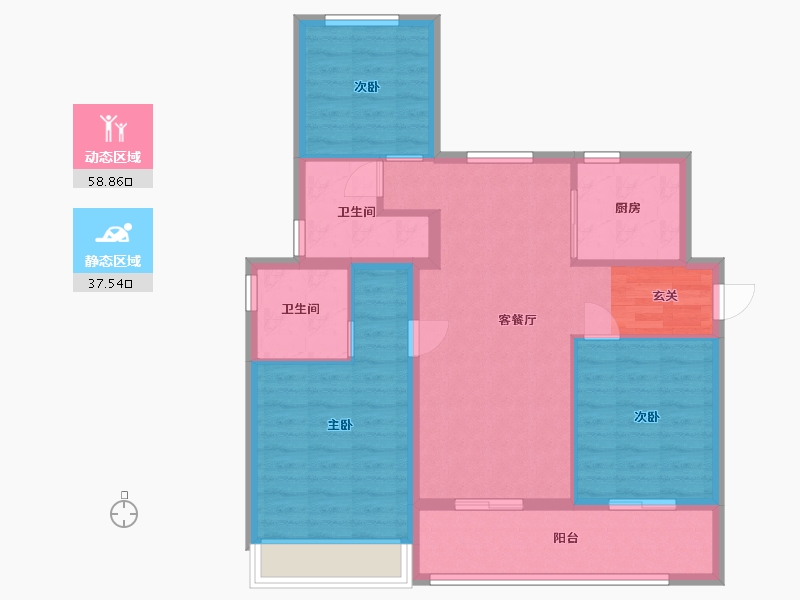 浙江省-绍兴市-保亿湖风雅园-86.41-户型库-动静分区