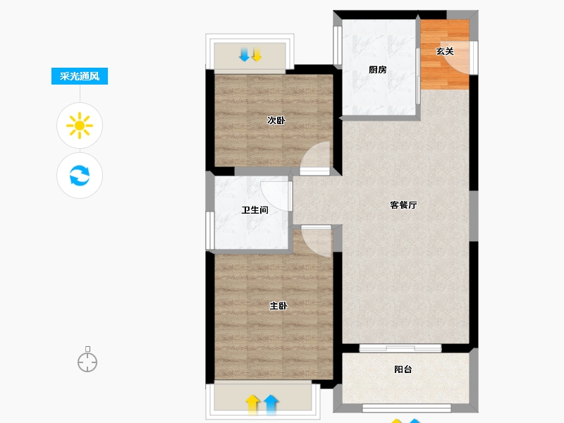 江苏省-南京市-都会澜岸-62.40-户型库-采光通风