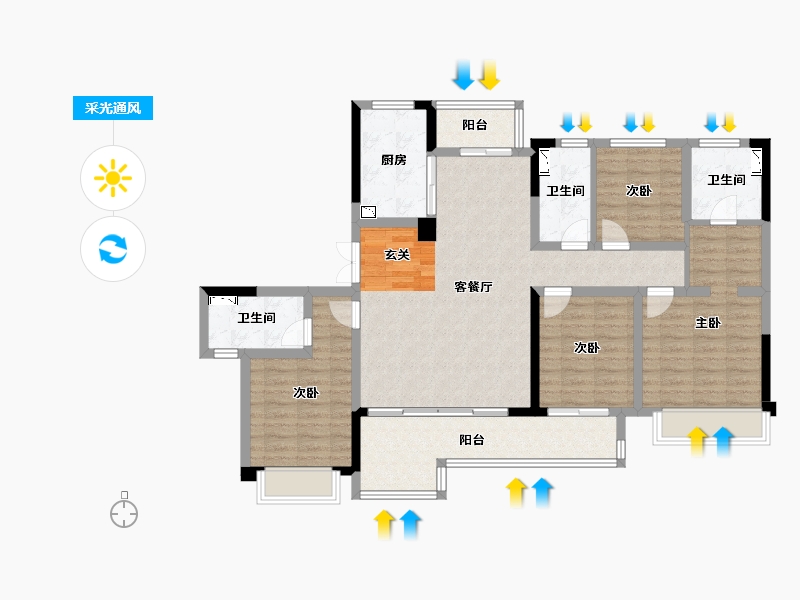 四川省-成都市-金科博翠湾-114.74-户型库-采光通风