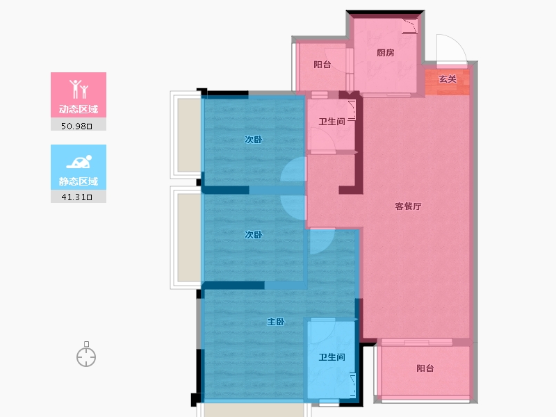 四川省-成都市-正黄翡翠堂-81.28-户型库-动静分区