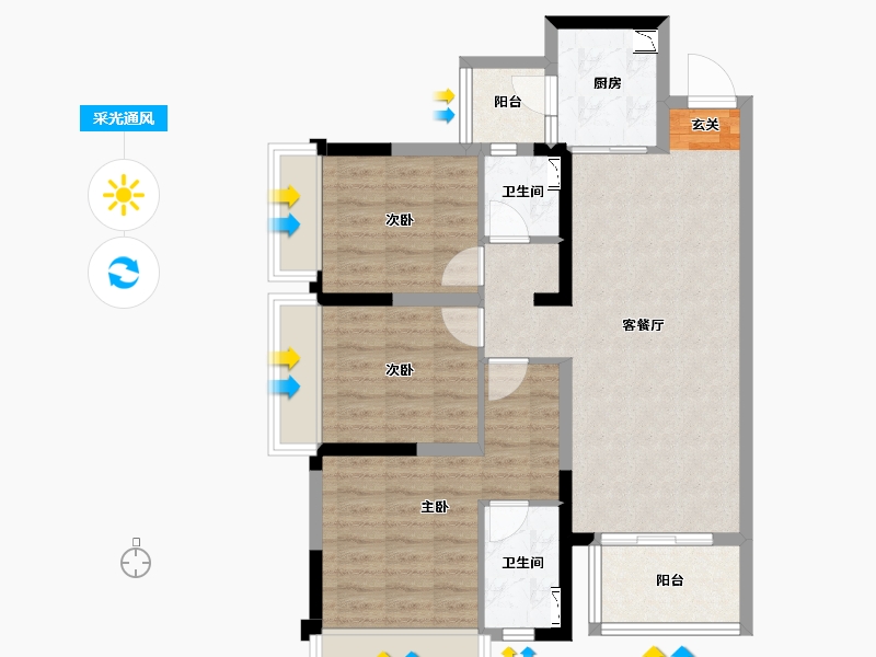 四川省-成都市-正黄翡翠堂-81.28-户型库-采光通风