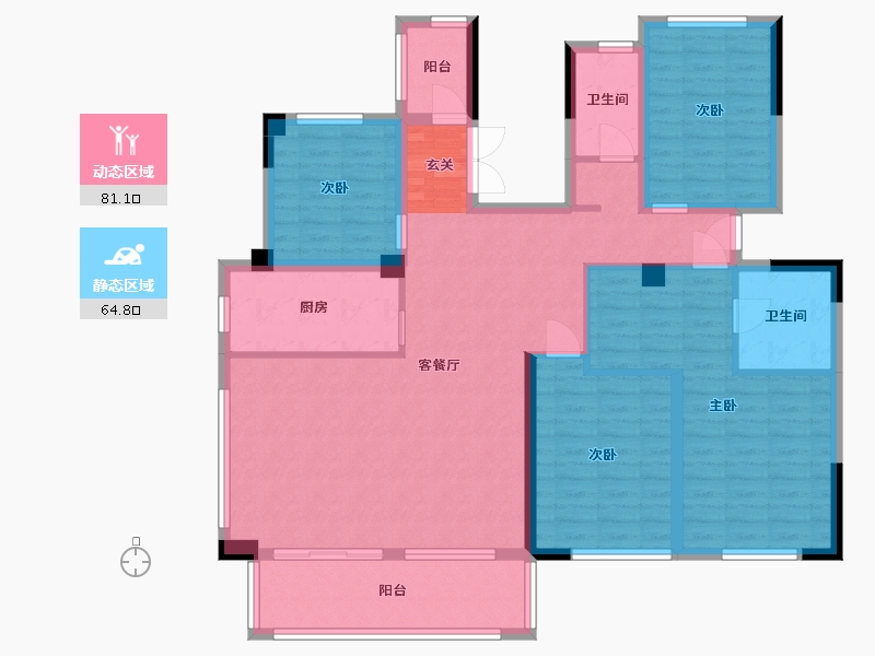 福建省-宁德市-霞浦世邦・三千府-130.74-户型库-动静分区